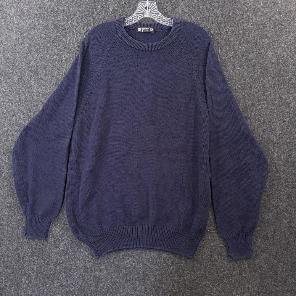 Vintage St Michael Sweater Men's Large Blue Cotton Crewneck Knit Raglan Pullover